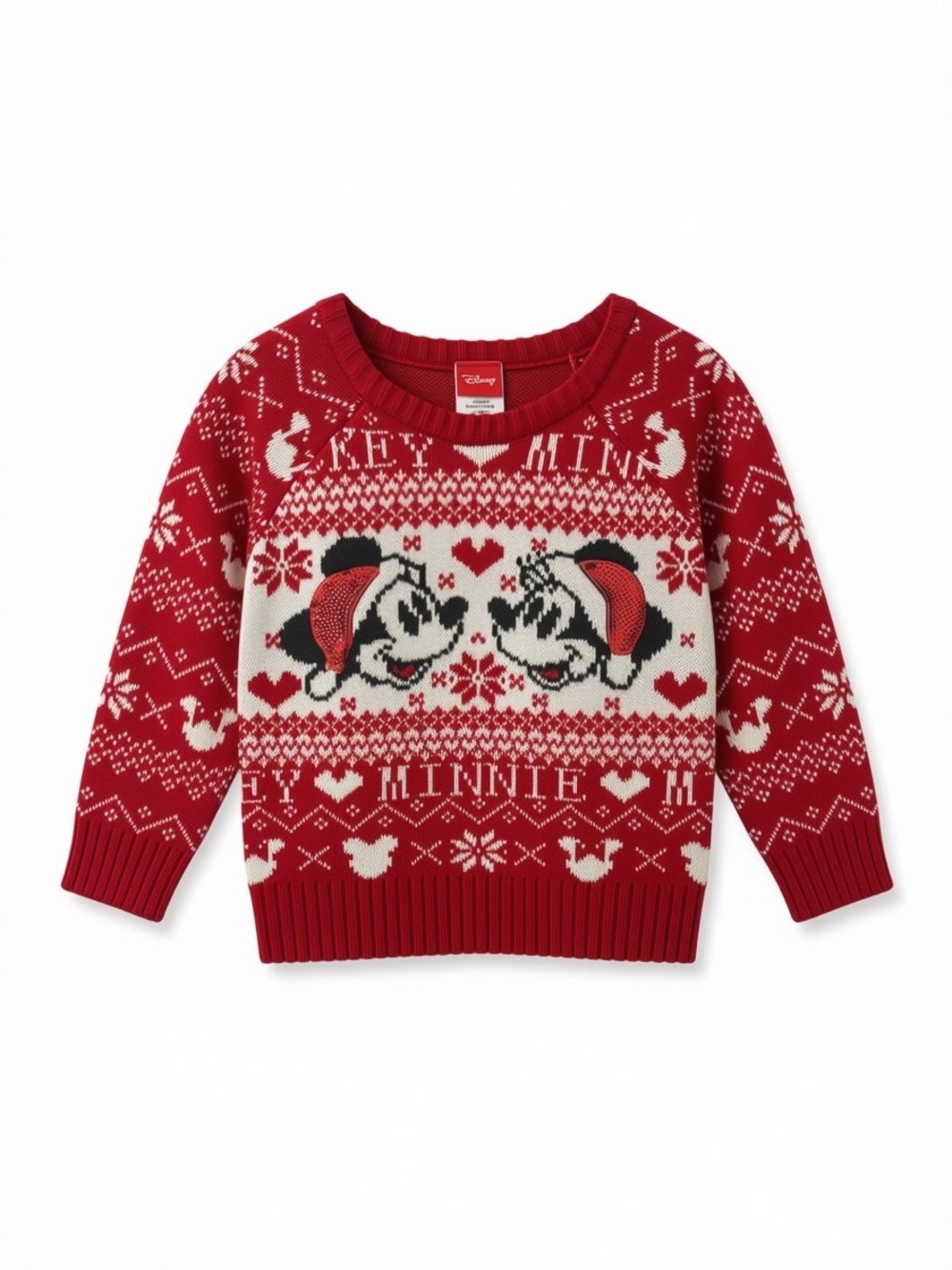 Disney Mickey Minnie Christmas Sweater 4T Red Holiday Fair Isle